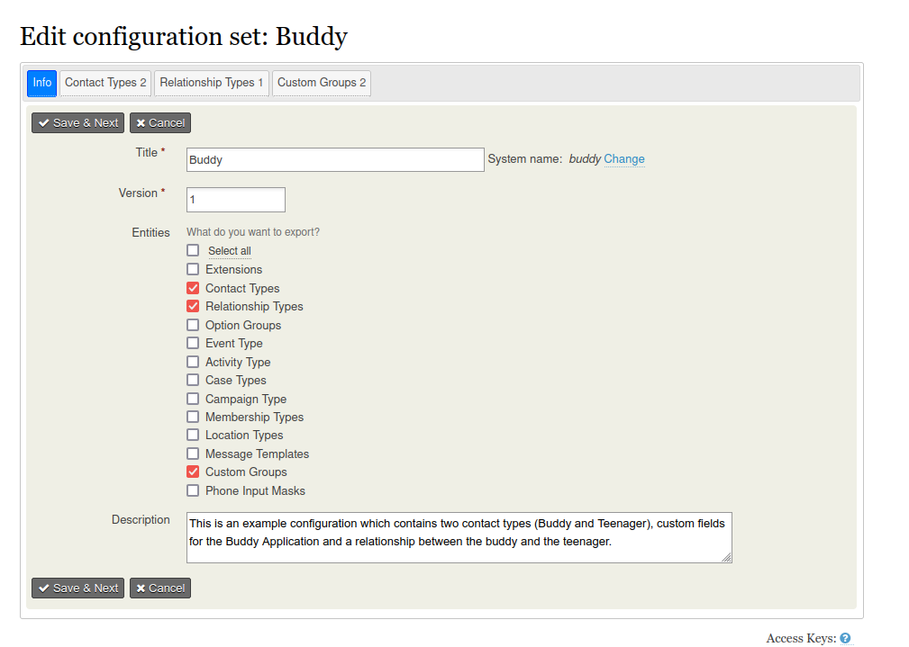 screenshot of export